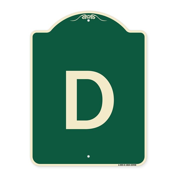 Signmission Designer Series Sign W/ Letter D, Green & Tan Heavy-Gauge Aluminum Sign, 24" x 18", G-1824-22958 A-DES-G-1824-22958 - main